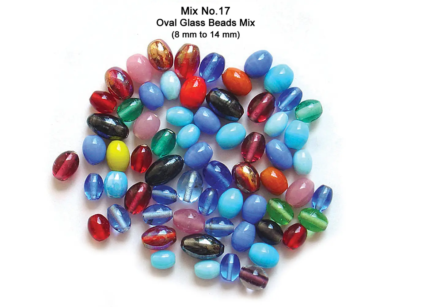 Oval Glass Beads Mix (8 mm to 14 mm)